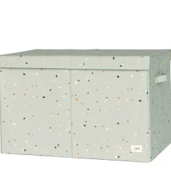 Bokse Og Kasser*3 Sprouts Opbevaringskasse m. Låg- 63x38x39 cm - Terrazzo/Grøn