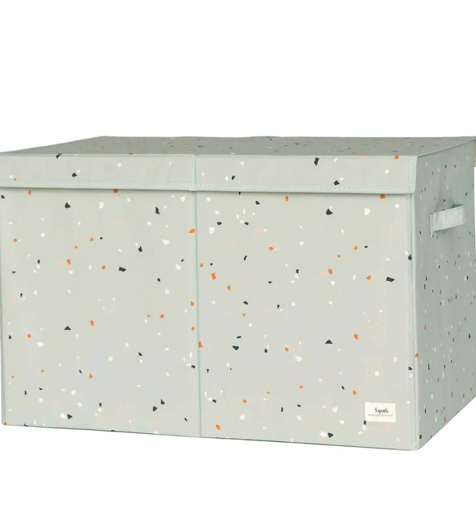 Bokse Og Kasser*3 Sprouts Opbevaringskasse m. Låg- 63x38x39 cm - Terrazzo/Grøn