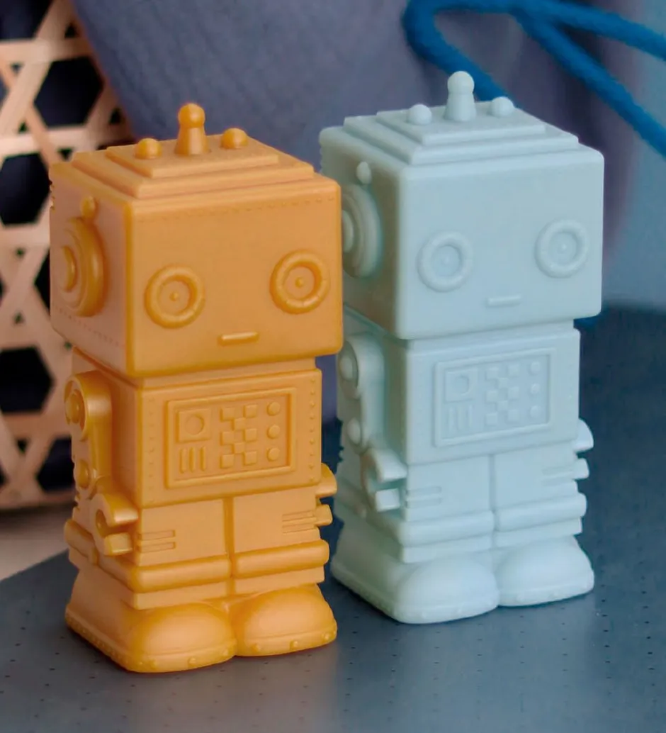 Natlamper|Fritstående Lamper*A Little Lovely Company Lampe - 14 cm - Robot - Smoky Blue