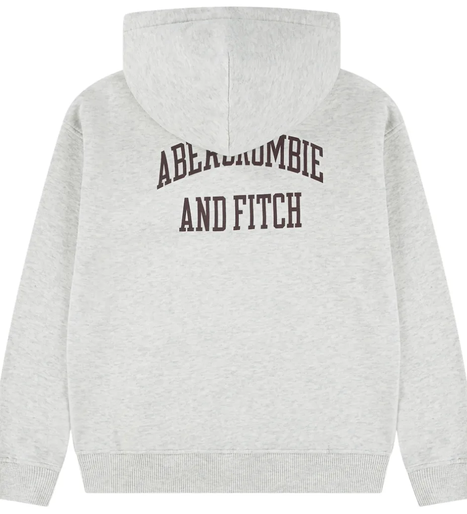 Børn Abercrombie & Fitch Hættetrøje - Lysegråmeleret m. Print