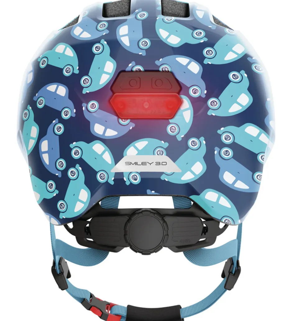 Børnesikkerhed|Cykelhjelme*Abus Cykelhjelm - Smiley 3.0 Led - Blue Car