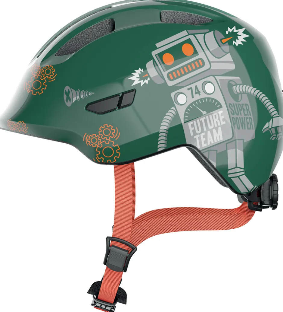 Børnesikkerhed|Cykelhjelme*Abus Cykelhjelm - Smiley 3.0 - Green Robo