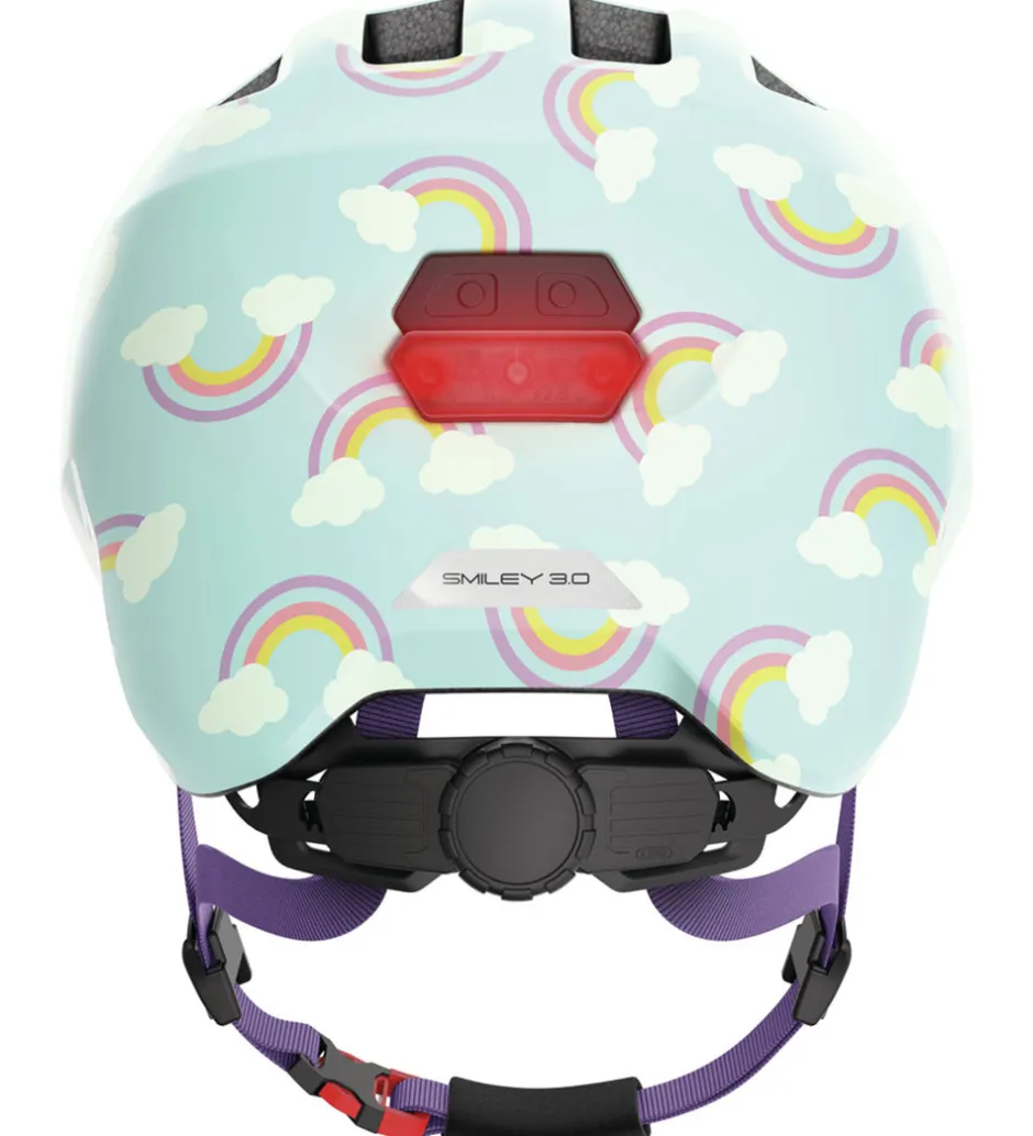 Børnesikkerhed|Cykelhjelme*Abus Cykelhjelm - Smiley 3.0 Led - Blue Rainbow