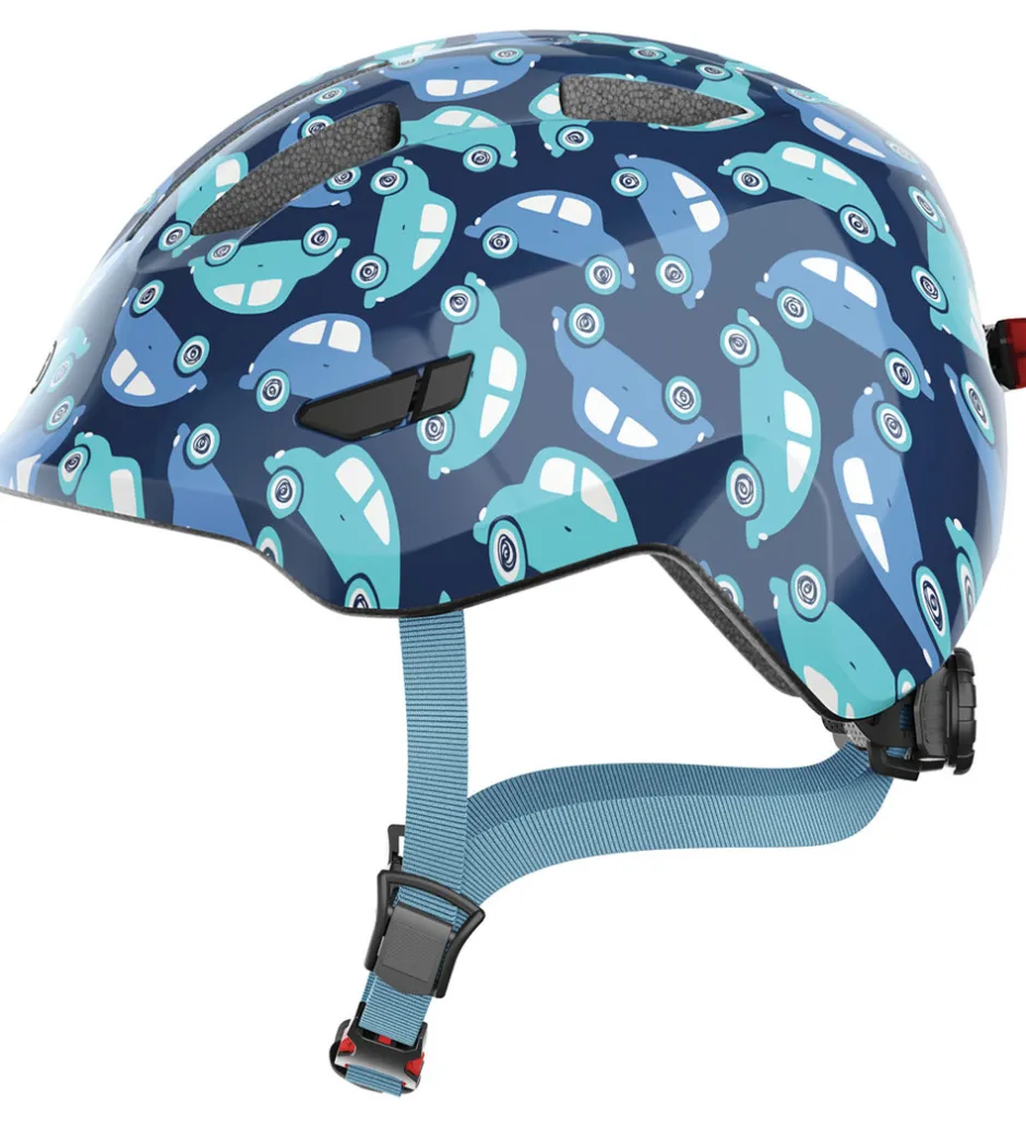 Børnesikkerhed|Cykelhjelme*Abus Cykelhjelm - Smiley 3.0 Led - Blue Car