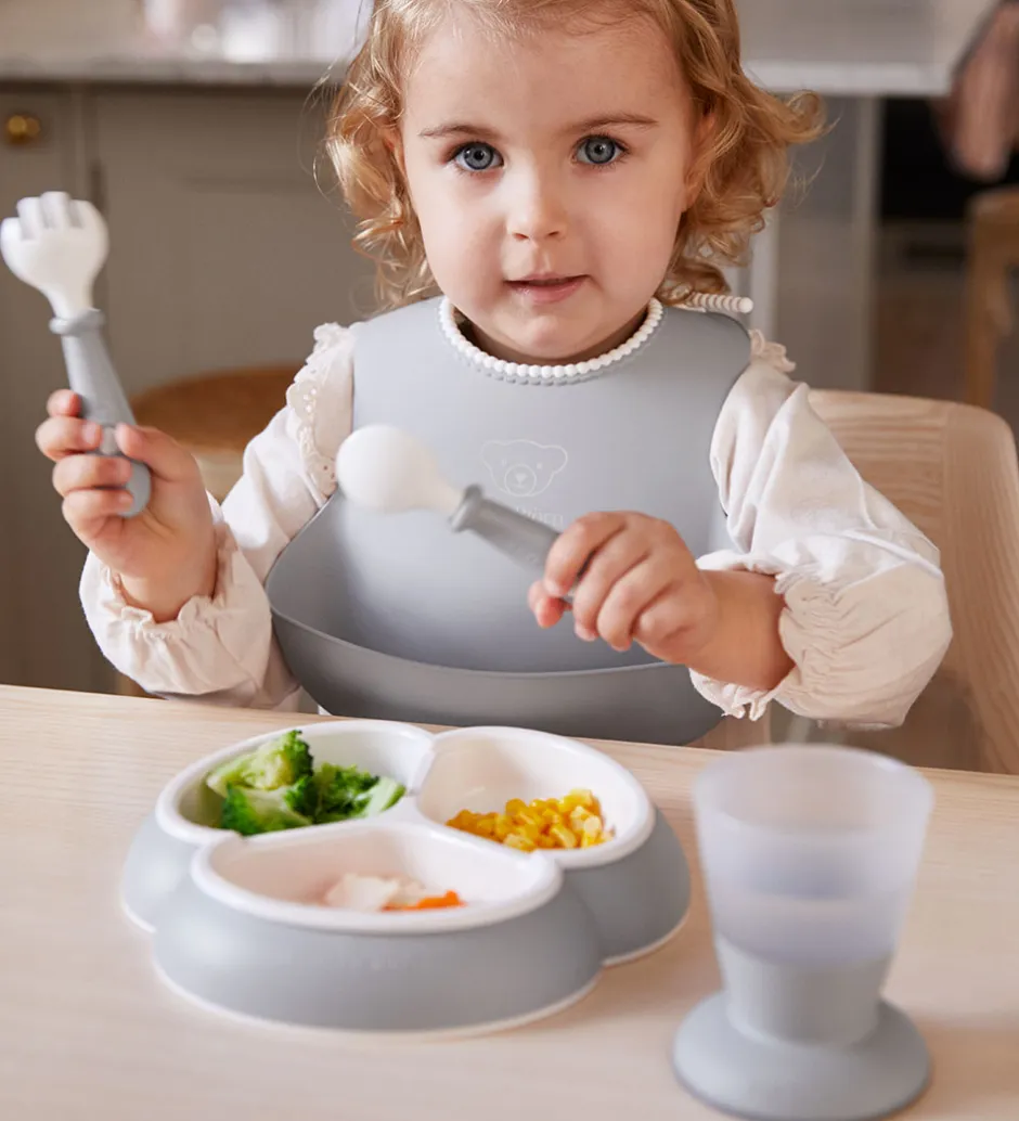 Spisesæt|Hagesmække*BabyBjörn Spisesæt - 8 Dele - Grå