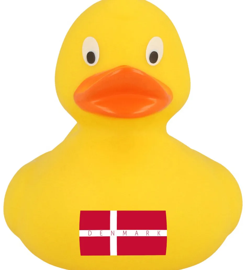 Badelegetøj*Badeand - Gul And m. Dansk Flag