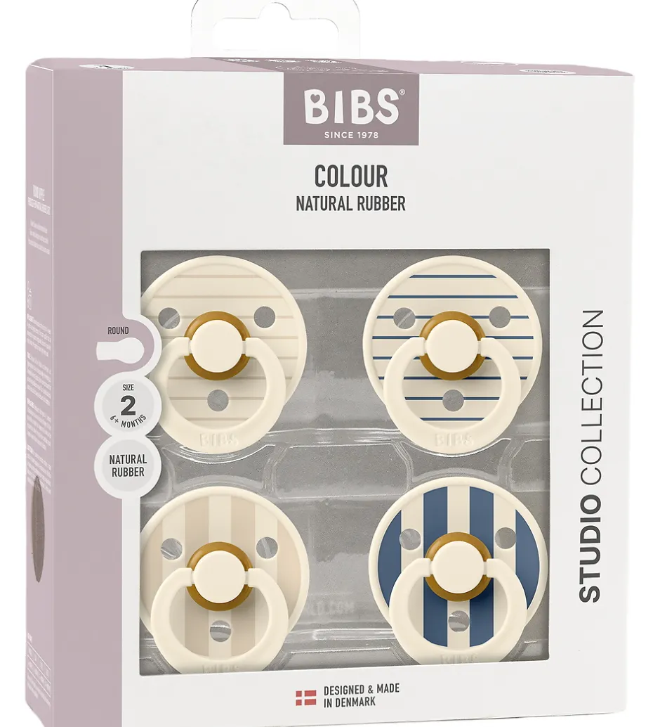 Sutter*BIBS Colour Sutter - 4-pak - Str. 2 - Ivory/Vanilla/Steel Blue