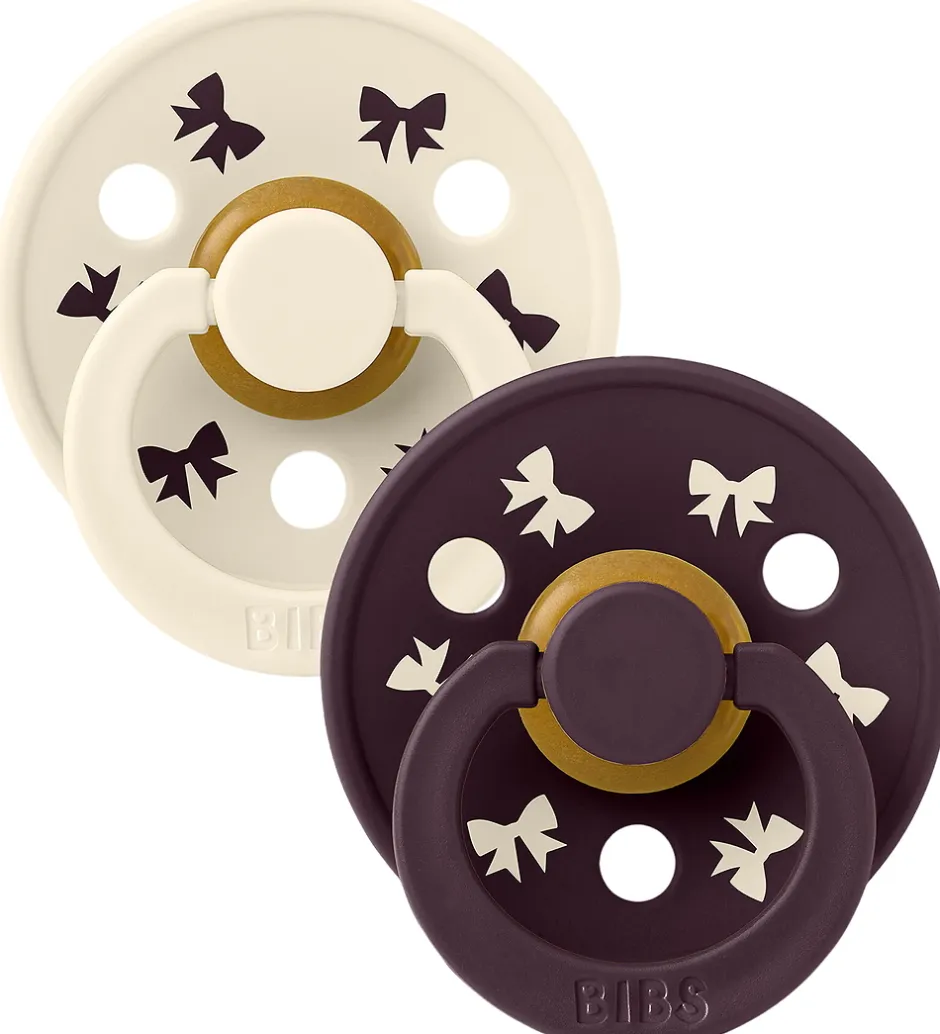 BIBS Colour Sutter - Str. 2 - Rund - 2-pak - Bow - Ivory/Plum
