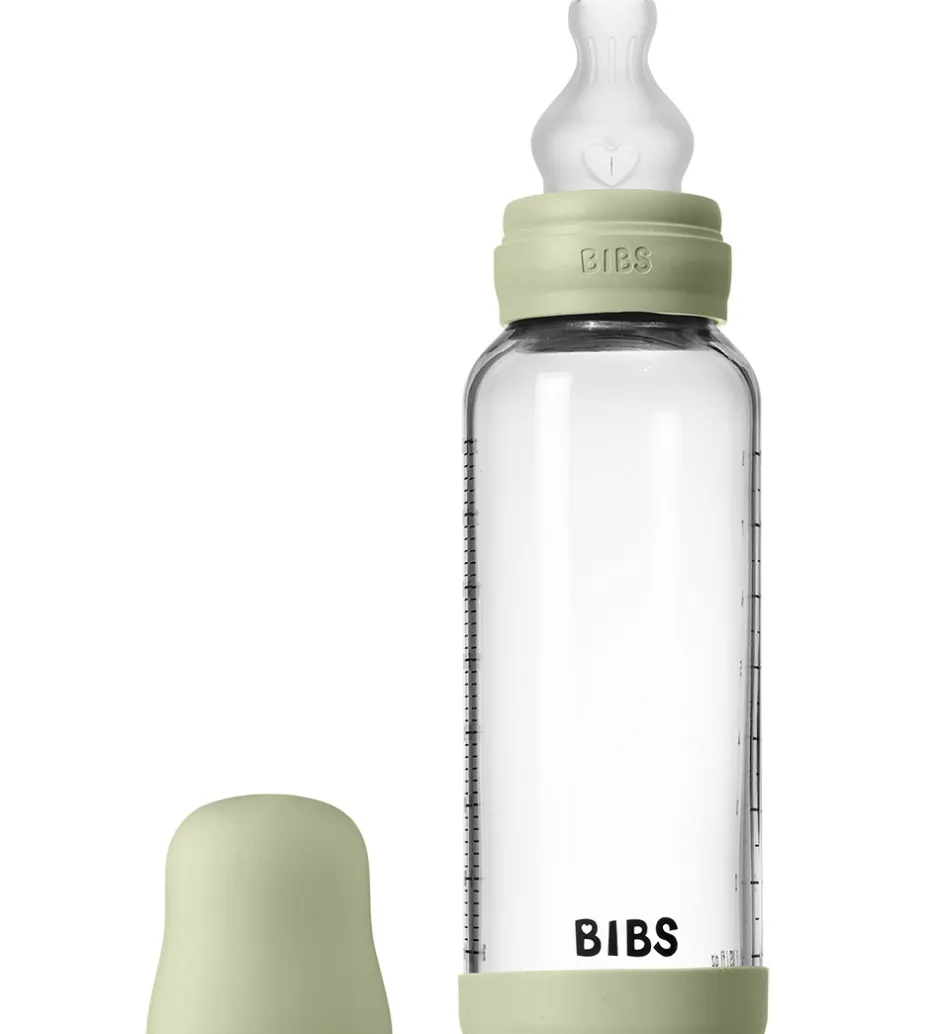Sutteflasker|Amning*BIBS Sutteflaske - 240 ml - Glas/Silikone - Sage