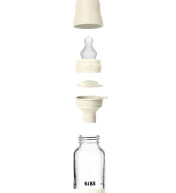Sutteflasker|Amning*BIBS Sutteflaske - 120 ml - Glas/Silikone - Ivory