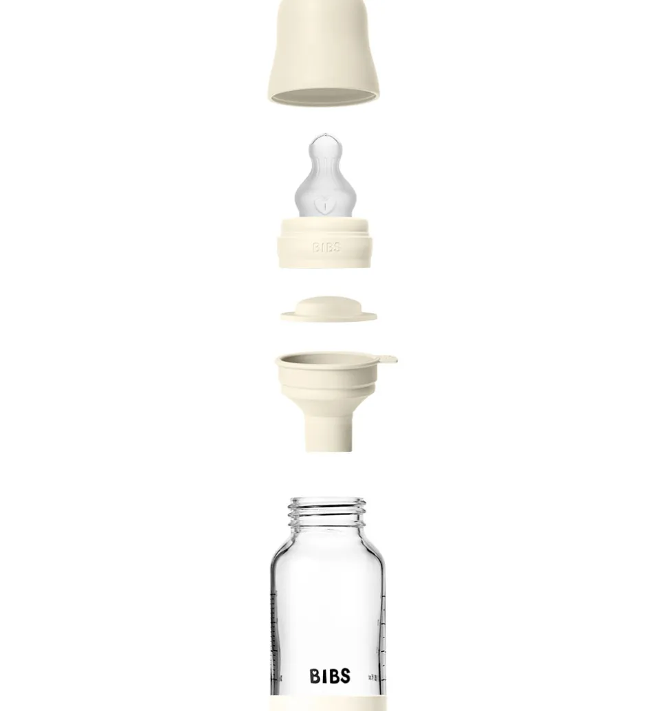 Sutteflasker|Amning*BIBS Sutteflaske - 120 ml - Glas/Silikone - Ivory