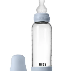 Sutteflasker|Amning*BIBS Sutteflaske - 240 ml - Glas/Silikone - Baby Blue