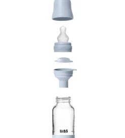 Sutteflasker|Amning*BIBS Sutteflaske - 120 ml - Glas/Silikone - Baby Blue