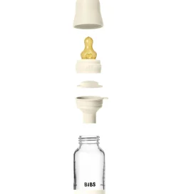 BIBS Sutteflaske - 120 ml - Glas/Naturgummi - Ivory
