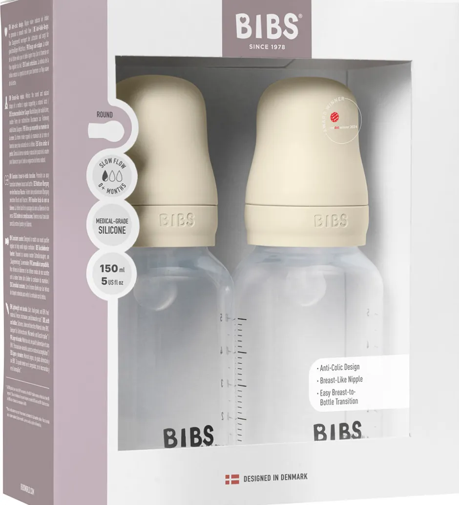 Sutteflasker|Amning*BIBS Sutteflaske - 2-pak - 150 ml - PP/Silikone - Ivory
