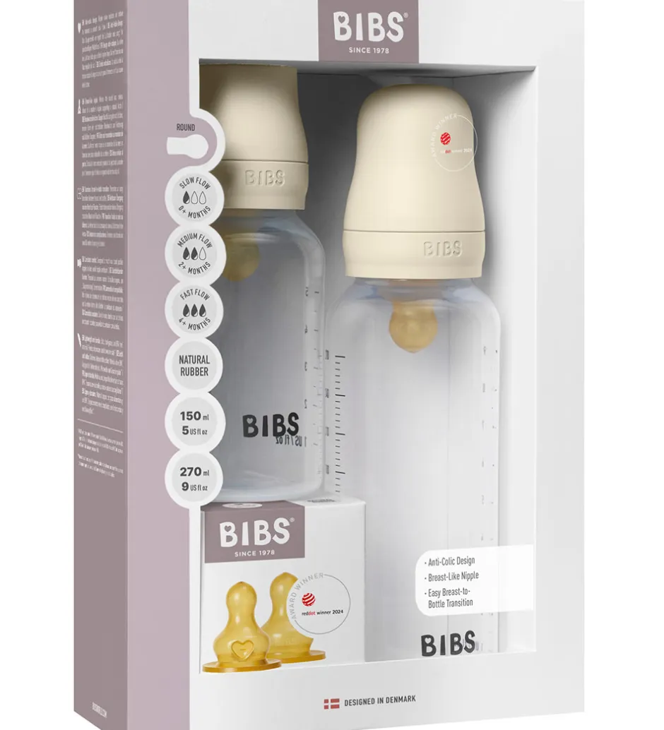 Sutteflasker|Amning*BIBS Sutteflaskesæt - Grow and Flow - Naturgummi - 150 ml/270 ml