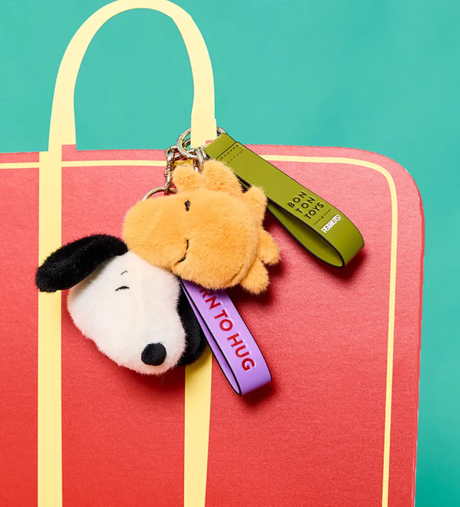 Nøgleringe*Bon Ton Toys Nøglering - 8 cm - Snoopy ECO Fuzzy Cream bag charm