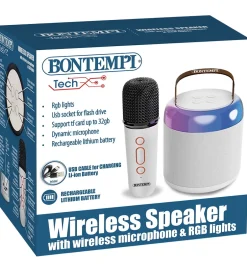 Bontempi Mini Højtaler m. Mikrofon/Lys - Trådløs