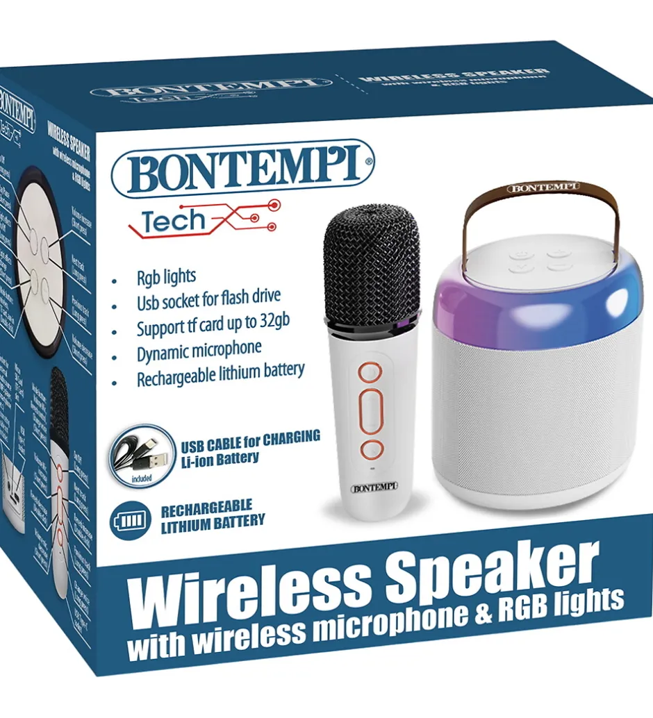 Bontempi Mini Højtaler m. Mikrofon/Lys - Trådløs