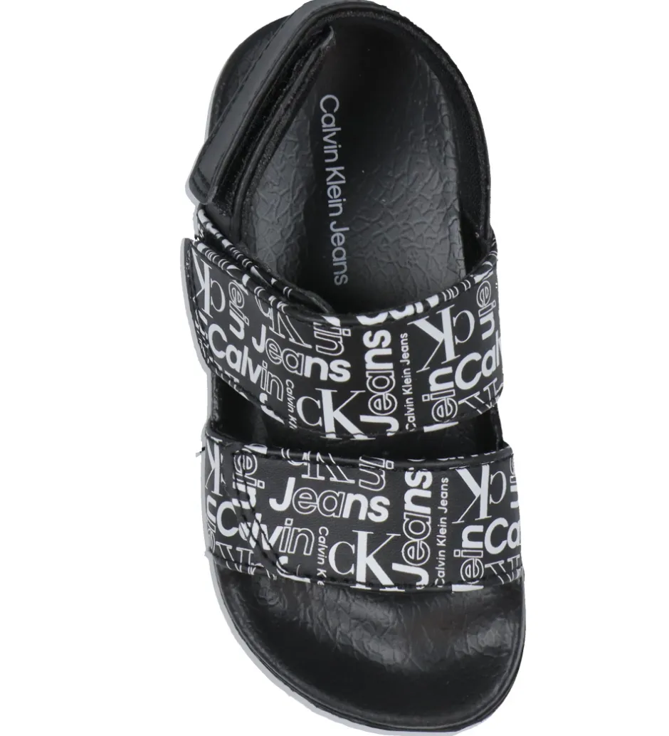 Badesandaler*Calvin Klein Badesandaler - Velcro - Sort m. Hvid