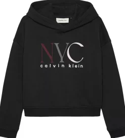 Hættetrøjer*Calvin Klein Hættetrøje - Cropped - NYC Graphic - CK Black