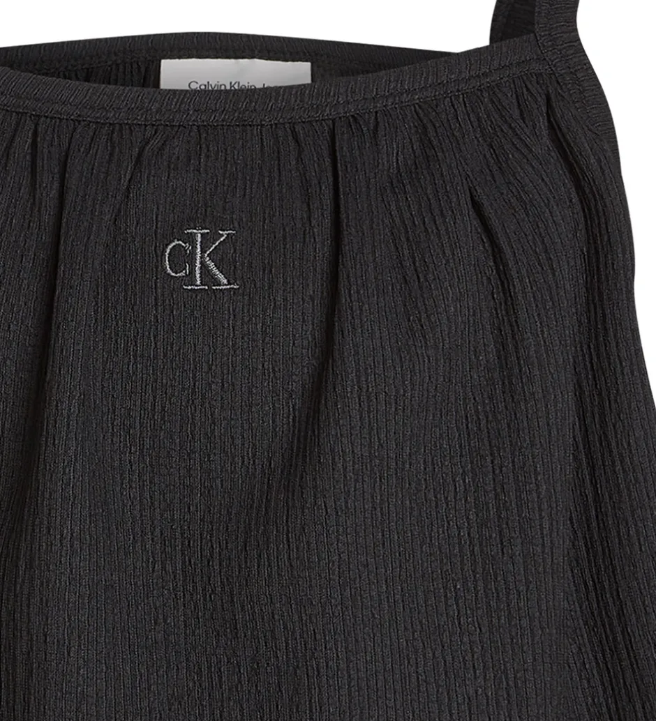 Toppe*Calvin Klein Top - Rib - Crinkle Strap - Ck Black