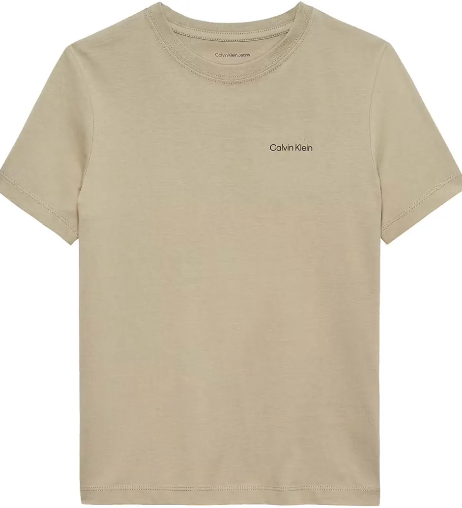 Børn Calvin Klein T-shirt - Chest Inst. Logo - Ancient Marble Grey