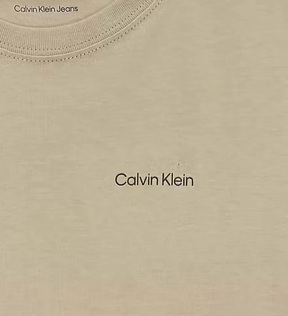Børn Calvin Klein T-shirt - Chest Inst. Logo - Ancient Marble Grey