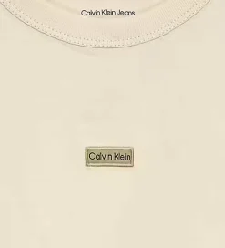 Børn Calvin Klein T-shirt - Folded Logo Label - White Gray