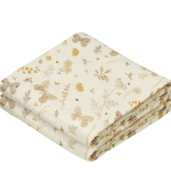 Cam Cam Babysvøb - 120x120 cm - Beige m. Blade/Sommerfugle
