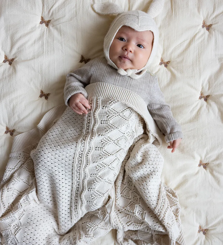 Cam Cam Babytæppe - Strik - Pointelle - Off White
