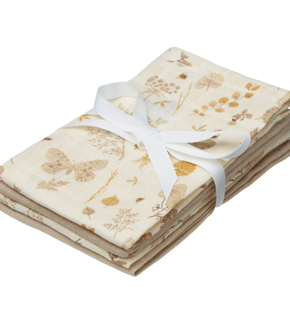 Vaskeklude*Cam Cam Vaskeklude - 4-pak - Latte/Beige m. Blade/Sommerfugle