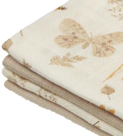 Vaskeklude*Cam Cam Vaskeklude - 4-pak - Latte/Beige m. Blade/Sommerfugle