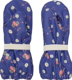 Handsker Og Luffer*CeLaVi Luffer m. Fleece - PU - Skipper Blue m. Blomster