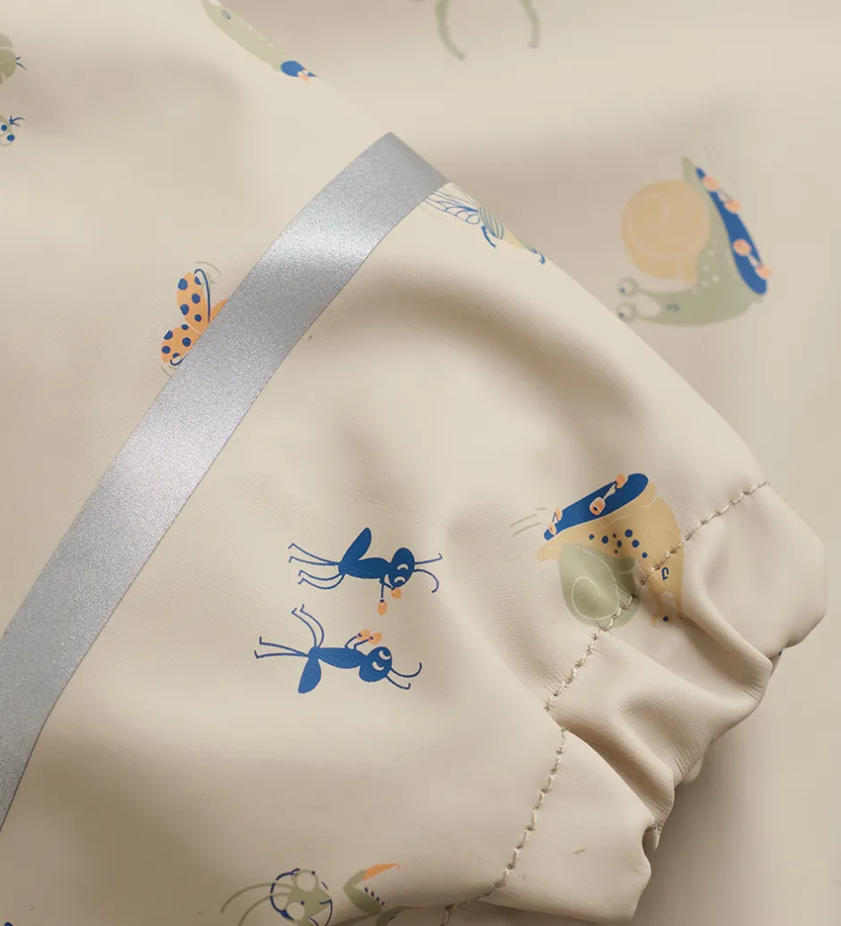 Regntøj*CeLaVi Regndragt m. Fleece - PU - White Pepper m. Print