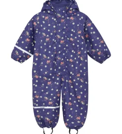 Regntøj*CeLaVi Regndragt m. Fleece - PU - Skipper Blue m. Print