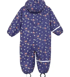 Regntøj*CeLaVi Regndragt m. Fleece - PU - Skipper Blue m. Print
