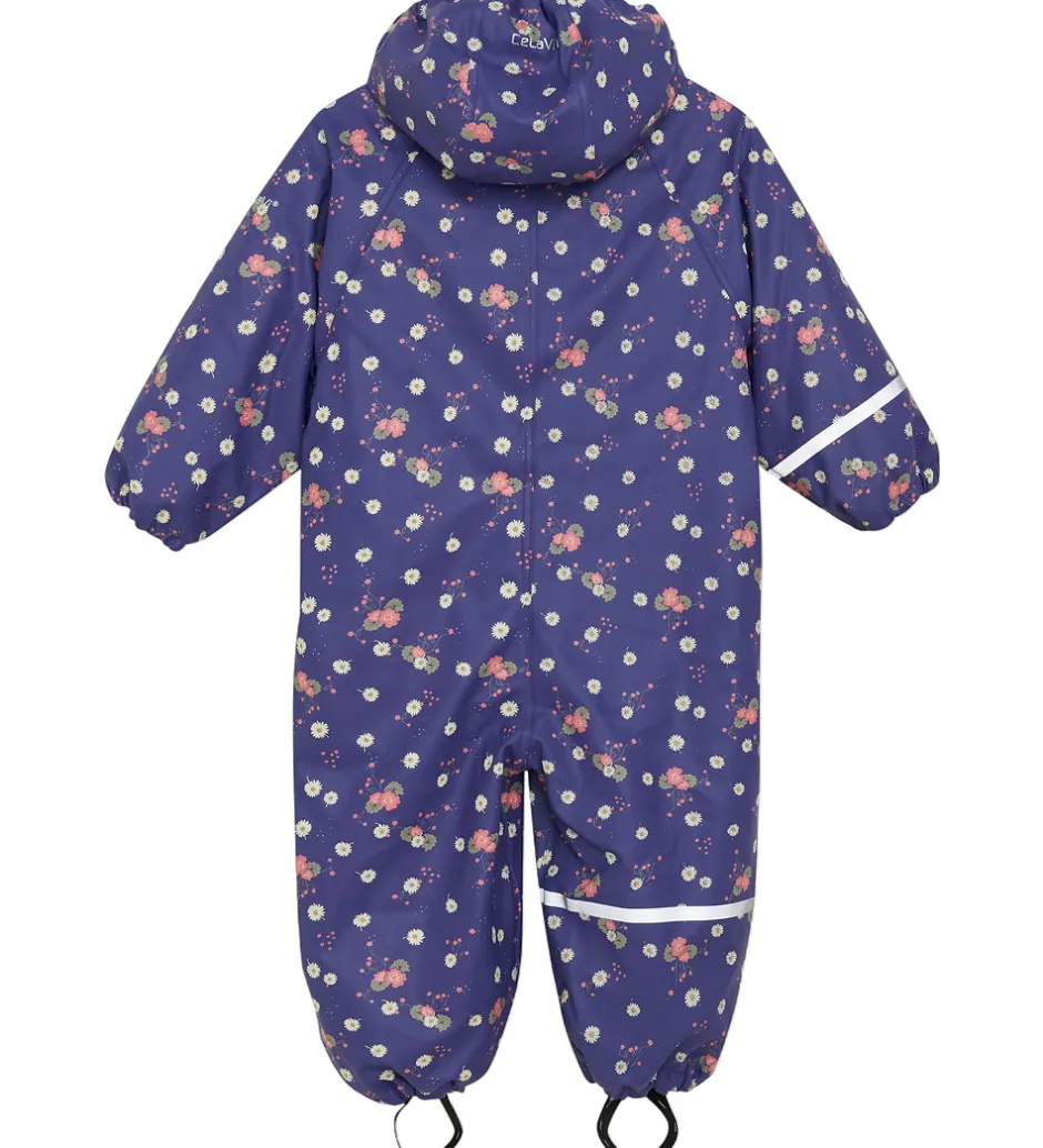 Regntøj*CeLaVi Regndragt m. Fleece - PU - Skipper Blue m. Print