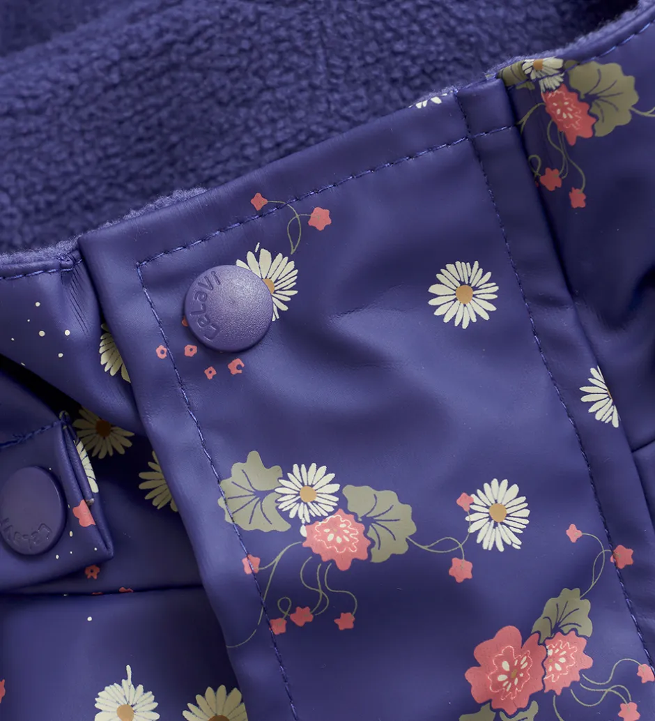 Regntøj*CeLaVi Regndragt m. Fleece - PU - Skipper Blue m. Print