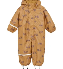 Børn CeLaVi Regndragt m. Fleece - PU - Apple Cinnamon m. Print
