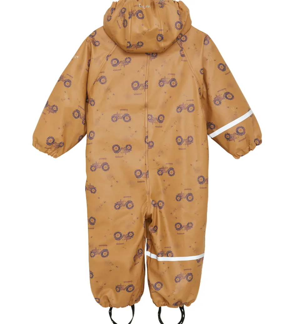 Børn CeLaVi Regndragt m. Fleece - PU - Apple Cinnamon m. Print