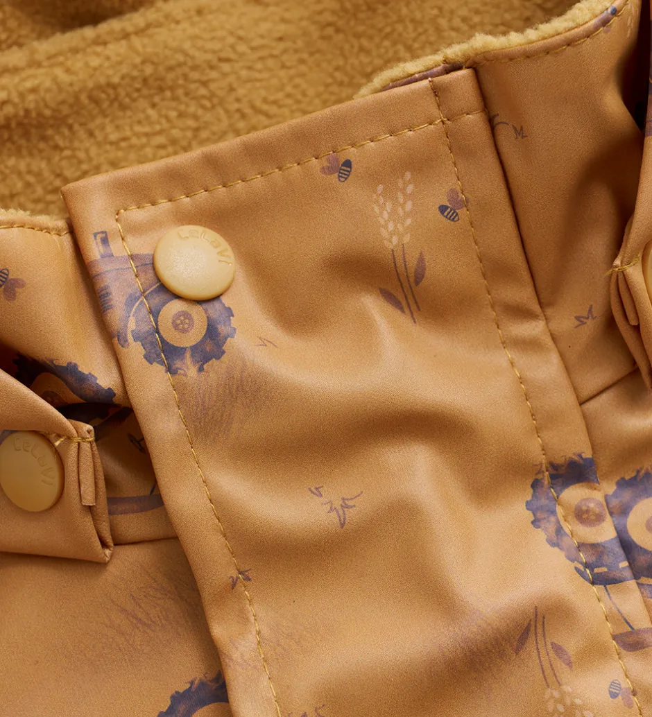 Børn CeLaVi Regndragt m. Fleece - PU - Apple Cinnamon m. Print