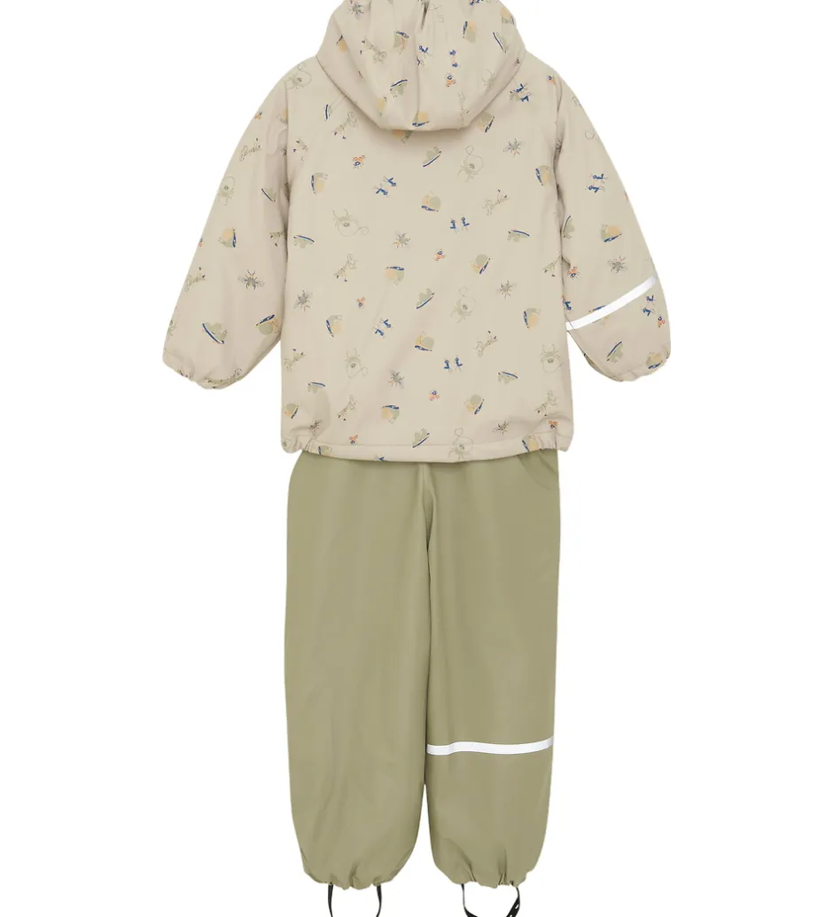 Regntøj*CeLaVi Regntøj m. Seler/Fleece - Recycle PU - White Pepper m. Pr