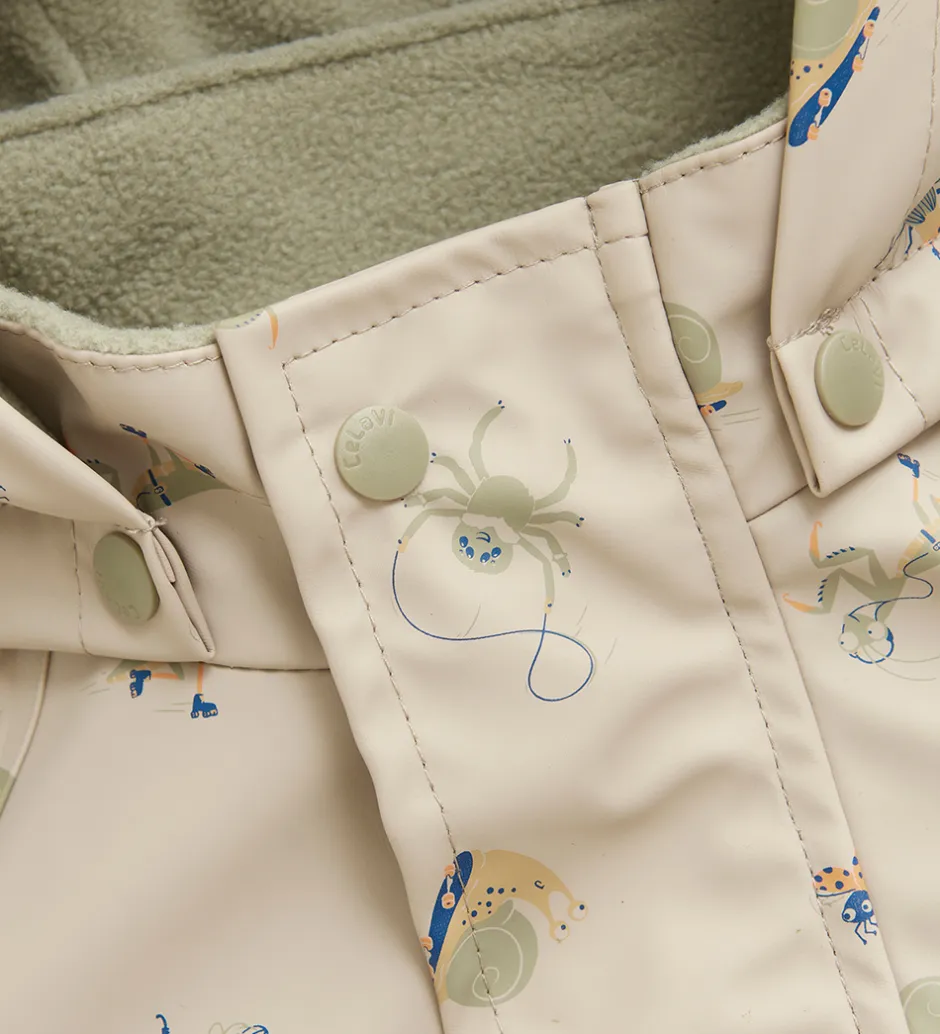 Regntøj*CeLaVi Regntøj m. Seler/Fleece - Recycle PU - White Pepper m. Pr