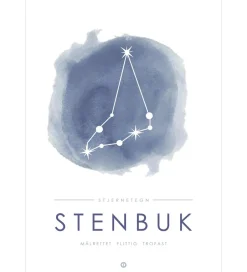 Plakater Og Billeder*Citatplakat Plakat - A3 - Stjernebillede - Stenbuk - Blå
