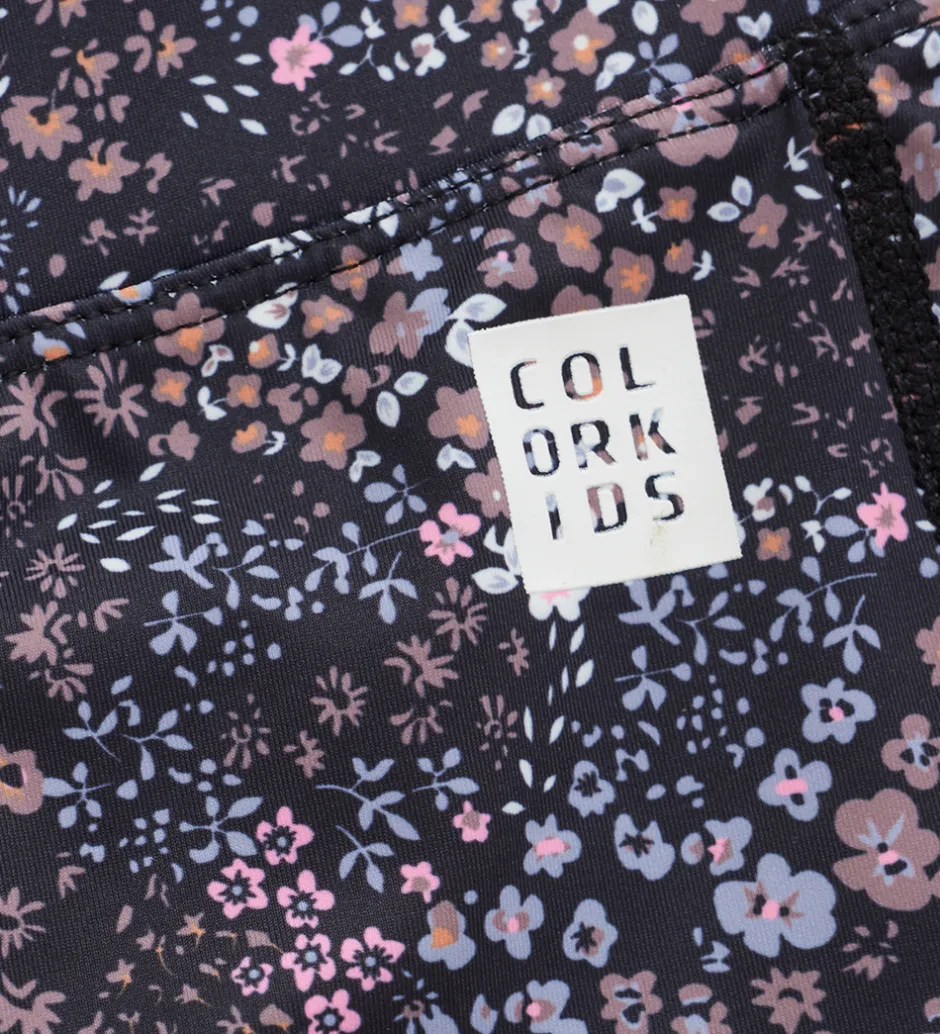 Træningsbukser|Gymnastiktøj*Color Kids Leggings - Phantom m. Blomster