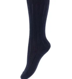 Strømper|Basis*Condor Knæstrømper - Rib - Uld - Dark Blue