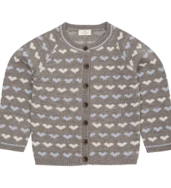 Børn Copenhagen Colors Cardigan - Strik - Naturalmel/Dusty Blue Comb
