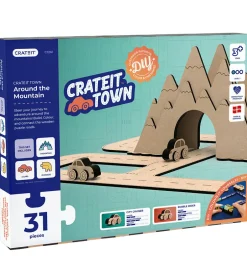 Trælegetøj*Crateit Kreasæt - Town - Træ - Rundt Om Bjerget - 31 Del