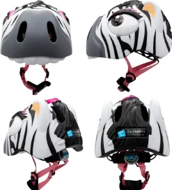 Cykelhjelme|Cykelhjelme*Crazy Safety Cykelhjelm m. Lys - Zebra - Sort/Hvid